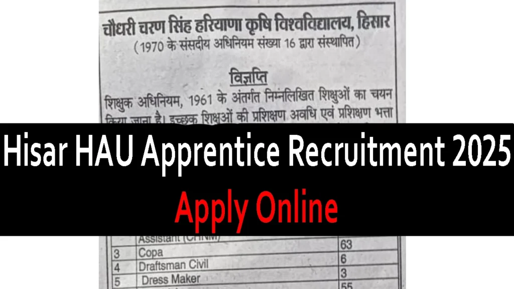 Hisar HAU Apprentice Recruitment