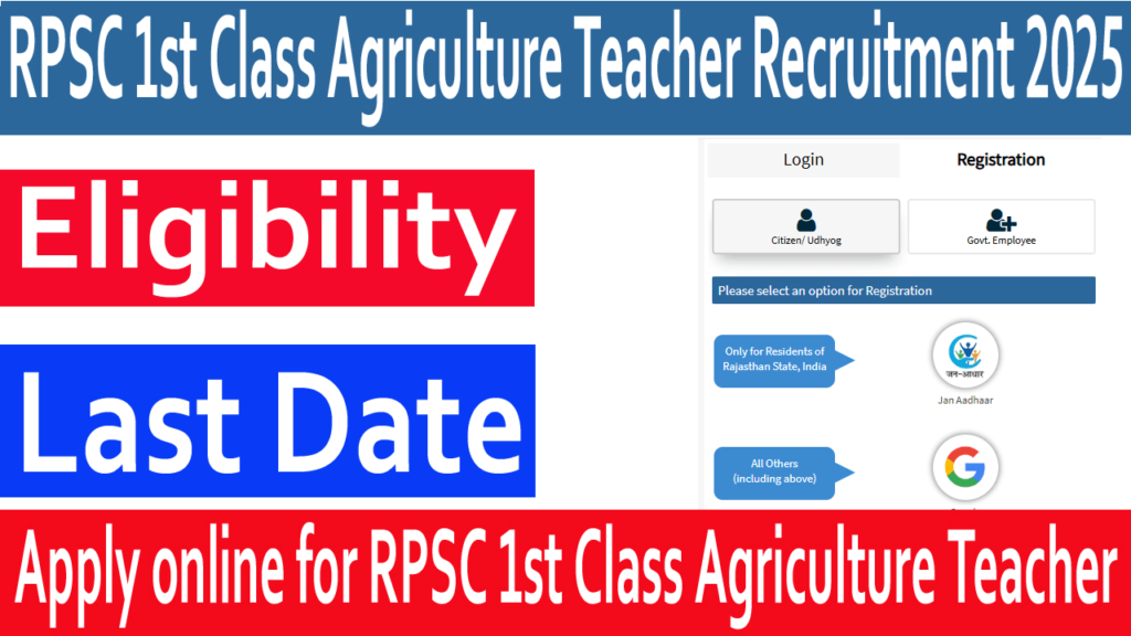 RPSC 1st Grade Agriculture Teacher Recruitment