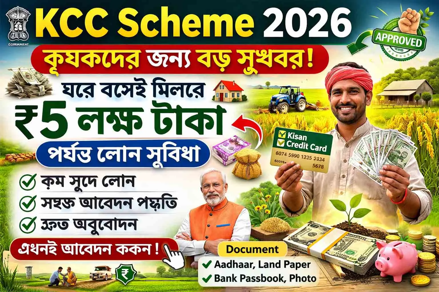 KCC Scheme 2026 Update: এখন সহজেই মিলবে ৫ লক্ষ টাকা! জানুন আবেদন পদ্ধতি